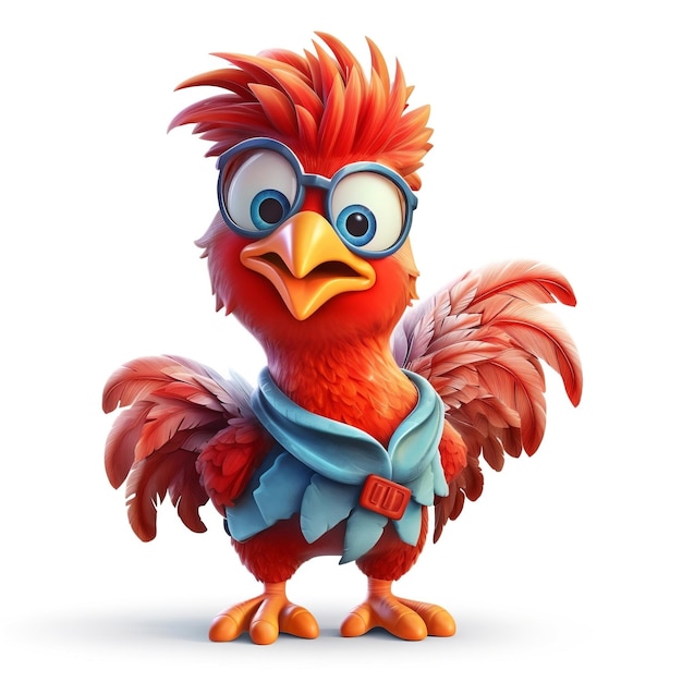 IA generativa de personaje de gallo de dibujos animados lindo