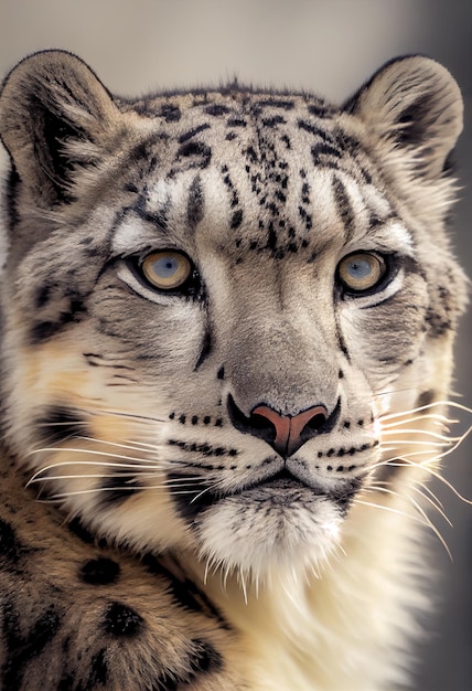 Foto ia generativa de primer plano de leopardo de las nieves