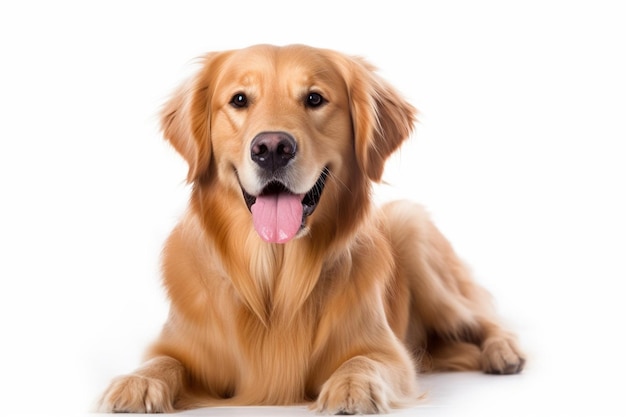 IA generativa Un retrato joven de Golden Retriever aislado en blanco