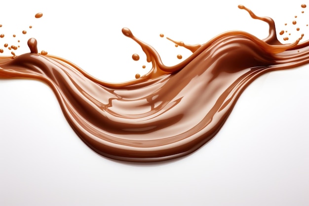 La IA generativa salpicando leche de chocolate en la superficie blanca