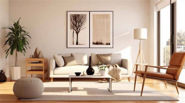 IA generativa Simplicidad con estilo Un diseño de sala de estar minimalista