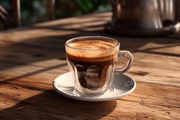 IA generativa una taza de café natural sobre una mesa de madera