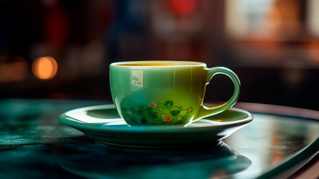 IA generativa de taza de té verde saludable