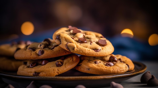 IA generativa tentadora galleta de chispas de chocolate en un fondo blanco un bocado de dulzura pura