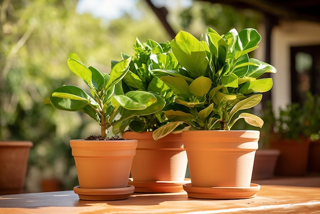 IA generativa um vaso com uma planta sobre a mesa próxima