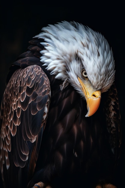 IA generativa Una vista de primer plano de un águila acicalándose las plumas