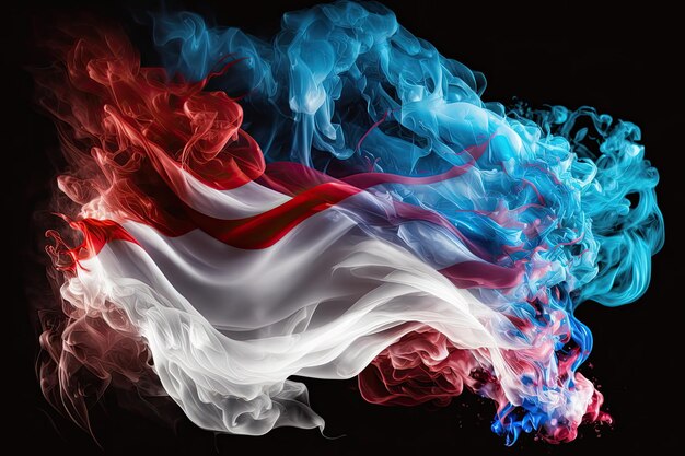 Foto la ia generó la bandera estadounidense formando humo sobre fondo negro en el día de la independencia de ee. uu.