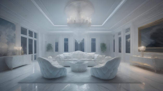 La IA generó el conjunto completo de interiores del palacio de hielo versión 1 Sala de estar