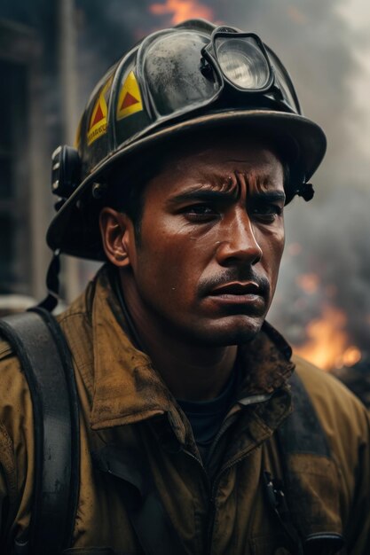 Foto la ia generó coraje en medio del caos un retrato inquietante de la lucha de un bombero