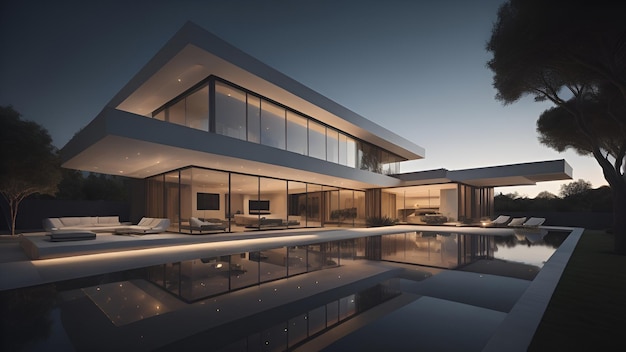 La IA generó un elegante diseño exterior moderno de la casa