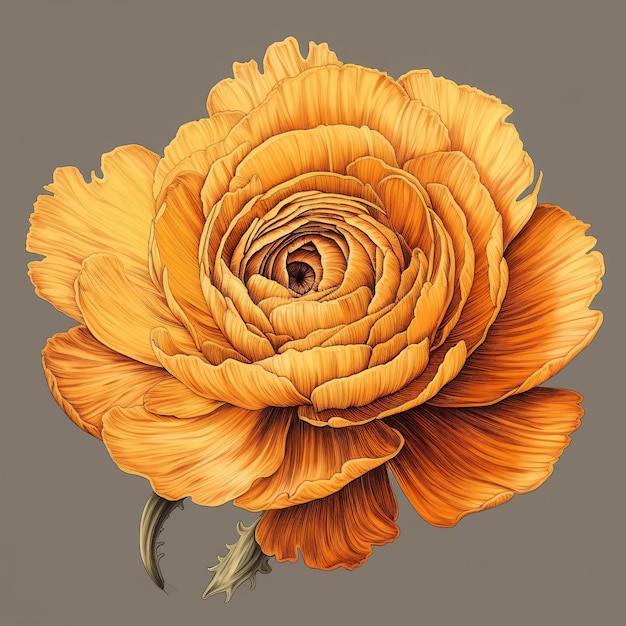 La IA generó una ilustración de una hermosa flor en un fondo plano