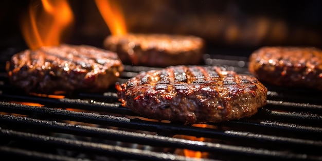 IA Gerada AI Generativa Churrasqueira churrasco bife fogo chama carne preparando jantar suculento