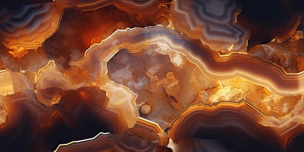 IA gerada AI Generative Agate strone abstrato geométrico amarelo laranja decoração padrão