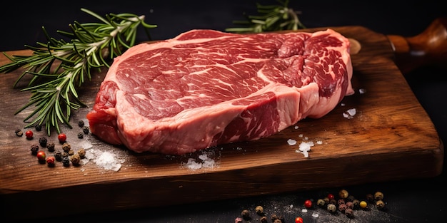 IA Gerada AI Generative Rib eye churrasco grelha carne crua bife fresco com osso na mesa da cozinha