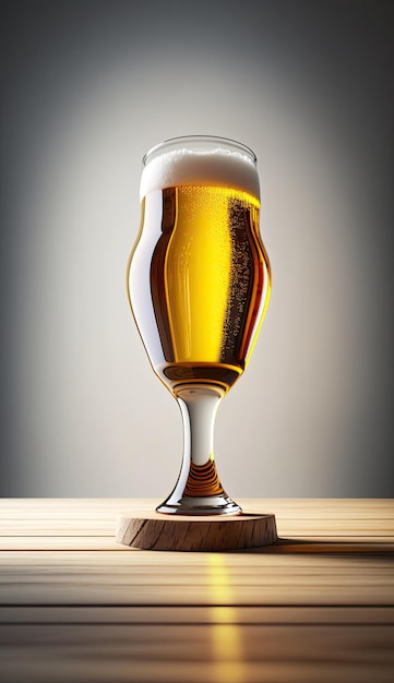 IA gerada de chope e cerveja artesanal em copo alto por luz de fundo em fundo preto