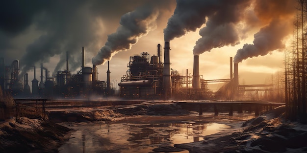 IA Gerada IA Generativa A indústria pesada polui a catástrofe da ecologia da fábrica