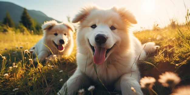 IA Gerada IA Generativa Ao ar livre natureza campo prado animal de estimação sorriso feliz cachorro