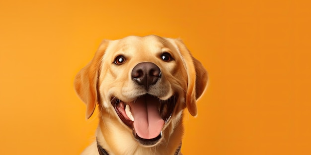 IA Gerada IA Generativa Citação feliz sorriso cachorro rosto frontal retrato frontal Alimentos para animais de estimação