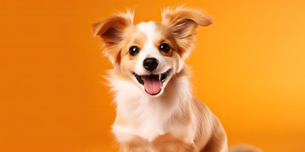 IA Gerada IA Generativa Citação feliz sorriso cachorro rosto frontal retrato frontal Alimentos para animais de estimação