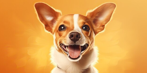 IA Gerada IA Generativa Citação feliz sorriso cachorro rosto frontal retrato frontal Alimentos para animais de estimação