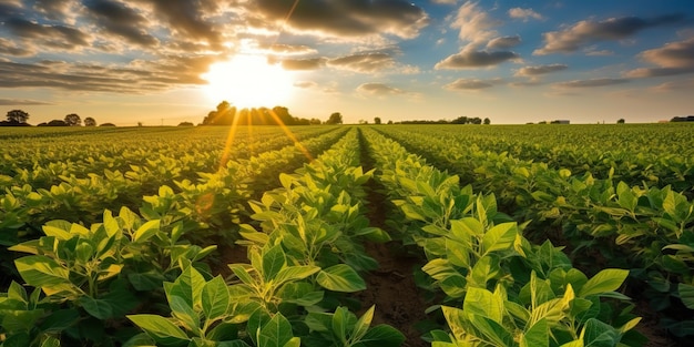 IA Gerada IA Generativa Fazenda colheita campo de soja verde Natureza ao ar livre planta vegetal