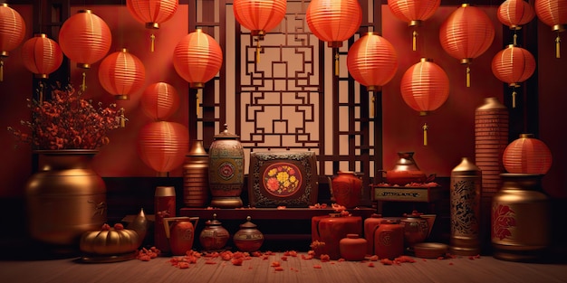 IA Gerada IA Generativa Festival de férias de inverno do Ano Novo Chinês Decoração tradicional