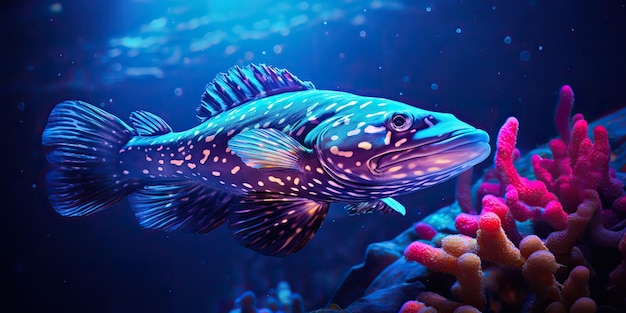 IA Gerada IA Generativa Ilustração fotográfica realista de bacalhau atlântico Pescando debaixo d'água