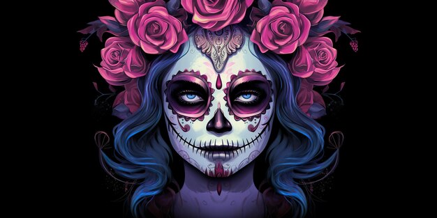 IA Gerada IA Generativa Muertos Mexicano dia latino dos mortos carnaval carnaval mulher maquiagem