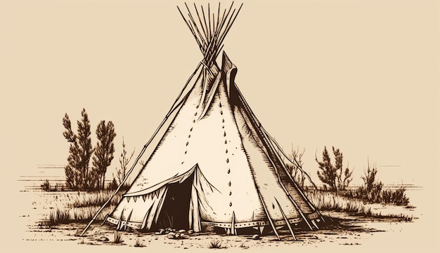 IA Gerada IA Generativa Nativo americano tenda tenda wigwam house