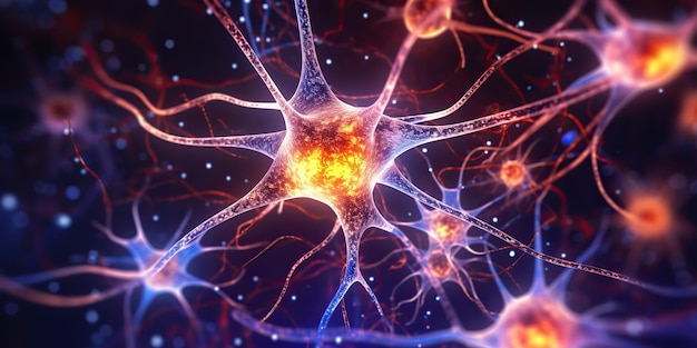 IA Gerada IA Generativa Sistema de neurônios da mente do cérebro humano Rede lembre-se da rede de conhecimento