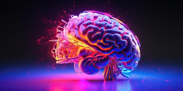 IA gerada IA geradora IA inteligência artificial cérebro cabeça mente estilo syntwave futuro edicat