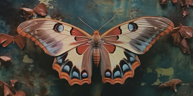 IA Gerada IA Ilustração realista de foto generativa de Uma macro de uma rara e bela mariposa lunar Ilustração de arte gráfica