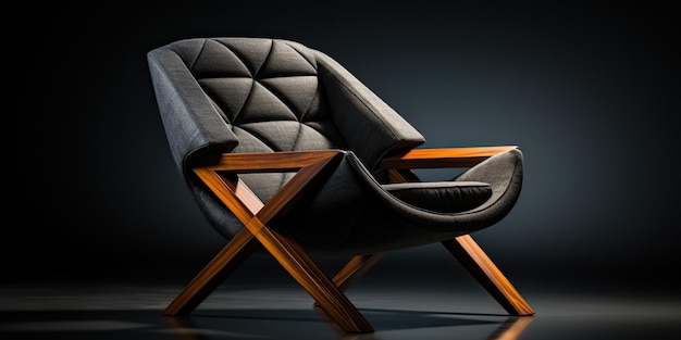 IA gerada por IA Arquitetura generativa cadeira de braço travesseiro macio assento de madeira Produto casa aconchegante