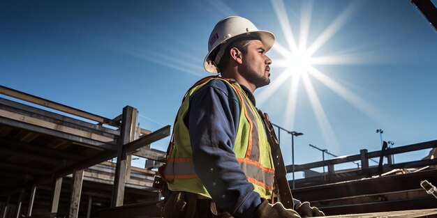 IA gerada por IA construção generativa pessoa homem trabalhador construtor em casa projeto de arquitetura