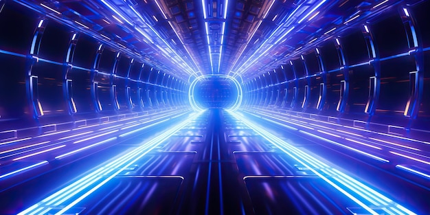 IA gerada por IA Generativa Futurista abstrato espaço neon brilhante raios de luz túnel espaço ficção científica