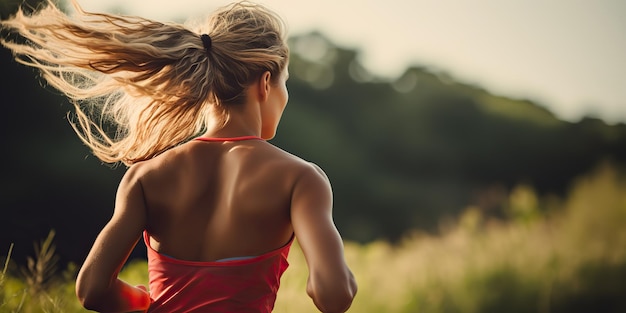 IA gerada por IA Generativa Trilha natural ao ar livre corrida corrida feminino mulher menina Vista de trás