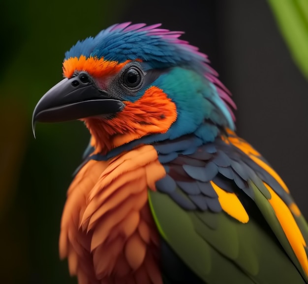 IA geradora de pássaros coloridos tropicais exóticos aproximados