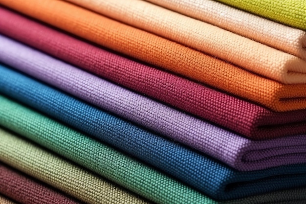 IA gerativa de várias cores de amostras de cortinas romanas ou rolantes em close-up ou macro vista de cortinas interiores