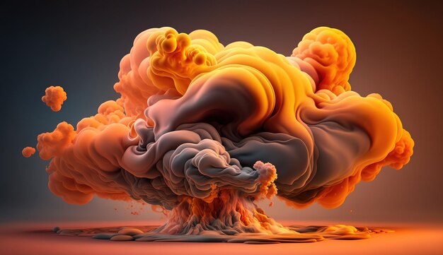IA gerativa Fluindo luz damasco esmagar fumaça com salpicos bandeira fluido suave primavera humor feminino efeito 3D moderno macro realista abstrato ilustração de fundo tinta em efeito de água