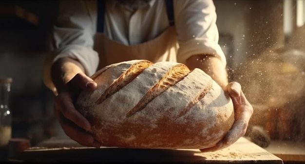 IA gerativa Mãos de padeiro em restaurante ou cozinha doméstica preparam bolos ecologicamente naturaisx9