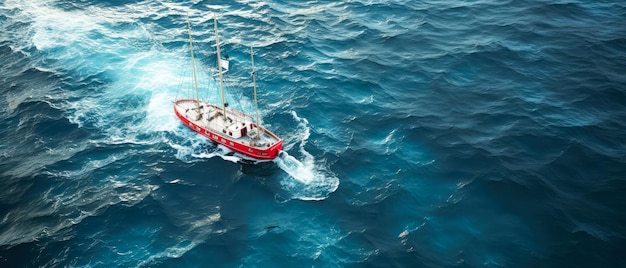 Iate de luxo ou barco a motor no mar Vista de iate da paisagem marinha Fundo panorâmico