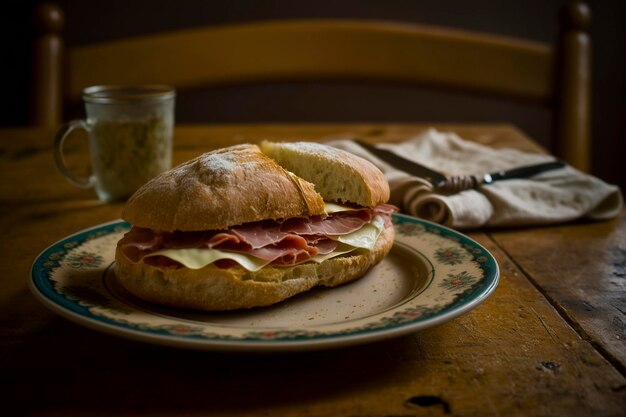 Iberische Produkt-Sandwiches Schinken und Käse Ai generativ