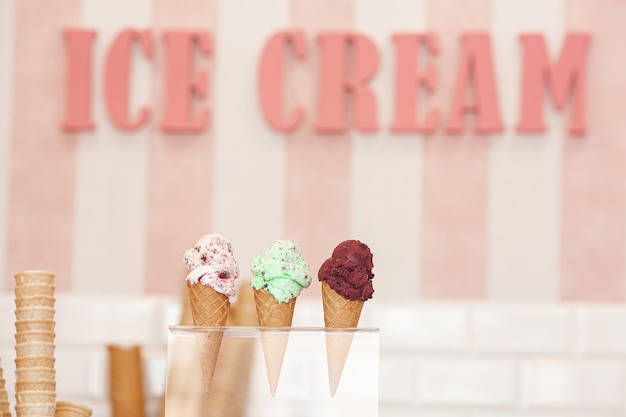 Ice cream closeupimagem sobremesa fria Doces frescos de verão