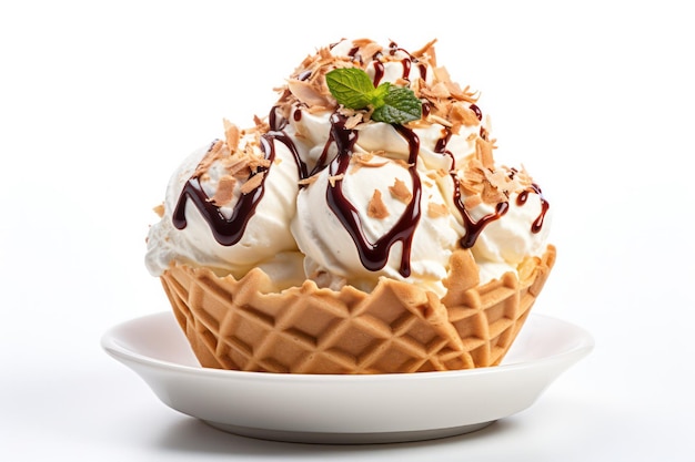 Foto ice cream waffle cone delicious summertime treat con espacio para copiar