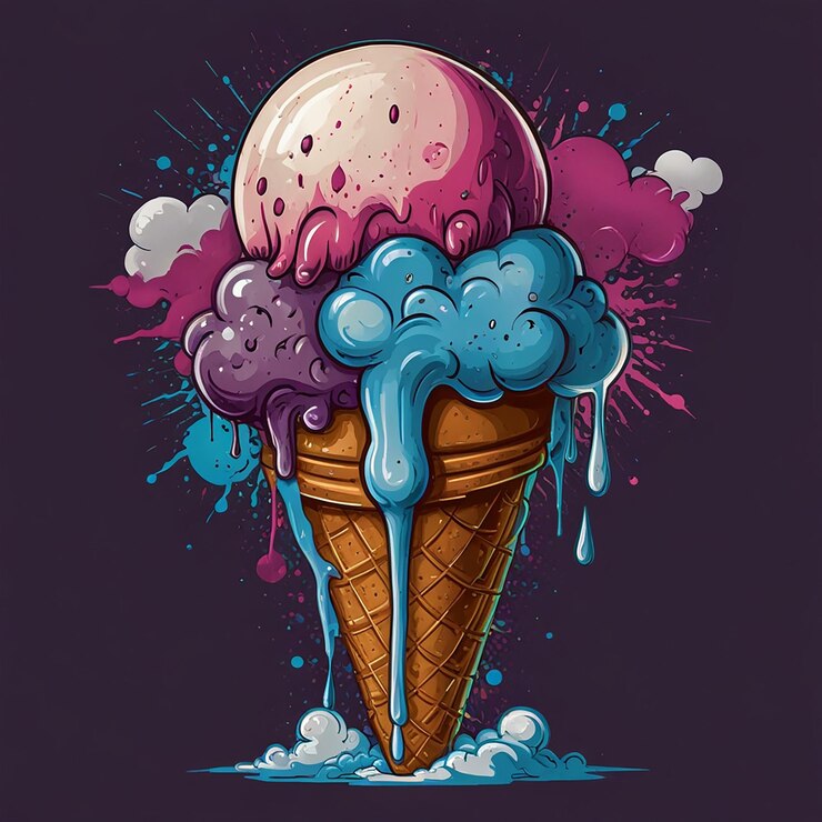 Ice Scream Ilustración de camisetas y diseño de impresión de prendas de vestir