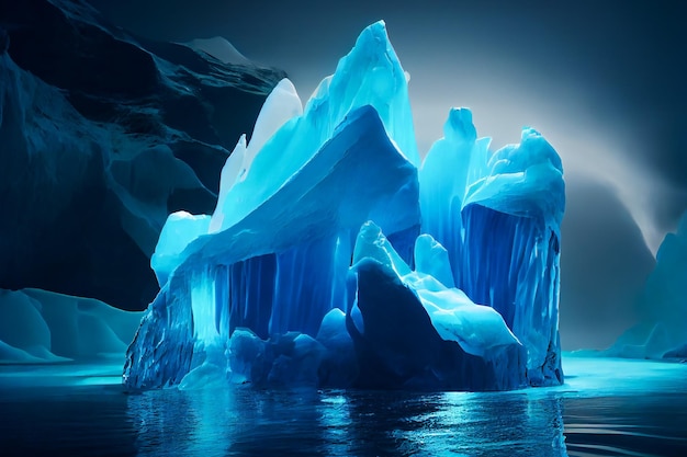 Iceberg Azul na Antártida Conceito de Aquecimento Global Generativo AIxA