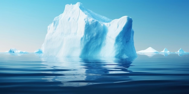 Iceberg branco flutuando em água azul clara mar abaixo e acima da água Aquecimento global IA geradora