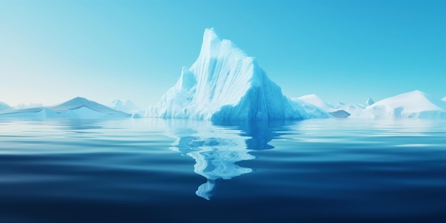 Iceberg branco flutuando em um mar azul claro sob e acima da água vista Aquecimento Global IA geradora