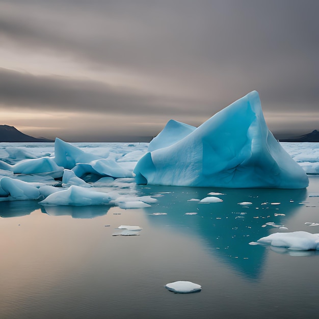 un iceberg con un cielo nublado en el fondo