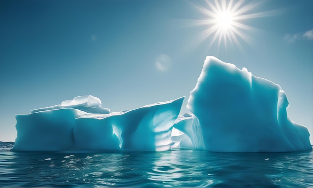 Iceberg enorme en el mar iluminado por el sol